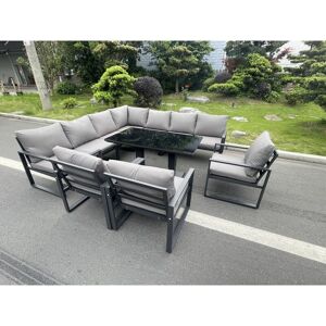Fimous Aluminum Outdoor Garden Furniture Corner Sofa 3 Arm Chair Adjustable Rising Lifting Dining Table Set Dark Grey 10 Seater Fimous Aluminum Outdoor Garden Furniture Corner Sofa 3 Arm Chair Adjustable Rising Lifting Dining Table Set Dark Grey 10 Seater