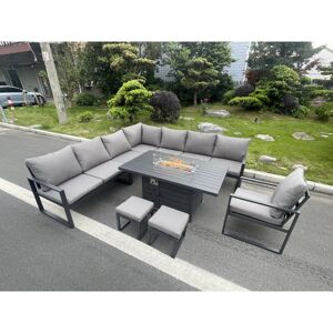 Fimous Aluminum Outdoor Garden Furniture Corner Sofa Chair Gas Fire Pit Dining Table Sets 2 Stools - Garden Furniture Fimous Aluminum Outdoor Garden Furniture Corner Sofa Chair Gas Fire Pit Dining Table Sets 2 Stools - Garden Furniture
