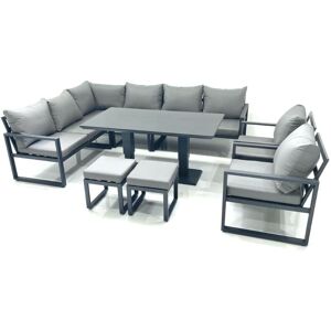 Fimous Aluminum Outdoor Garden Furniture Set Corner Sofa 2 Chair 2 Small Footstool Adjustable Rising Lifting Dining Table Sets Dark Grey Fimous Aluminum Outdoor Garden Furniture Set Corner Sofa 2 Chair 2 Small Footstool Adjustable Rising Lifting Dining Table Sets Dark Grey
