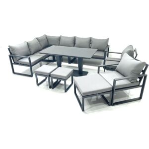 Fimous Aluminum Outdoor Garden Furniture Set Corner Sofa 2 Chair 3 Footstools Adjustable Rising Lifting Dining Table Sets Dark Grey Fimous Aluminum Outdoor Garden Furniture Set Corner Sofa 2 Chair 3 Footstools Adjustable Rising Lifting Dining Table Sets Dark Grey