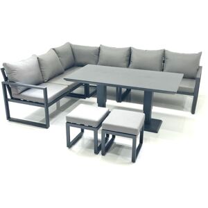 Fimous Aluminum Outdoor Garden Furniture Set Corner Sofa 2 Small Footstool Adjustable Rising Lifting Dining Table Sets Dark Grey Fimous Aluminum Outdoor Garden Furniture Set Corner Sofa 2 Small Footstool Adjustable Rising Lifting Dining Table Sets Dark Grey