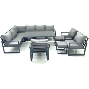 Fimous Aluminum Outdoor Garden Furniture Set Corner Sofa 3 Chair 2 Small Footstool Adjustable Rising Lifting Dining Table Sets Dark Grey Fimous Aluminum Outdoor Garden Furniture Set Corner Sofa 3 Chair 2 Small Footstool Adjustable Rising Lifting Dining Table Sets Dark Grey