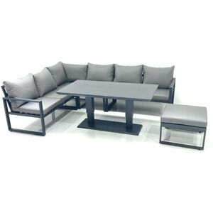 Fimous Aluminum Outdoor Garden Furniture Set Corner Sofa Big Footstool Adjustable Rising Lifting Dining Table Sets Dark Grey Fimous Aluminum Outdoor Garden Furniture Set Corner Sofa Big Footstool Adjustable Rising Lifting Dining Table Sets Dark Grey