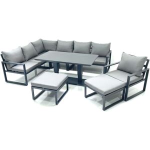 Fimous Aluminum Outdoor Garden Furniture Set Corner Sofa Chair 2 Big Footstools Adjustable Rising Lifting Dining Table Sets Dark Grey Fimous Aluminum Outdoor Garden Furniture Set Corner Sofa Chair 2 Big Footstools Adjustable Rising Lifting Dining Table Sets Dark Grey