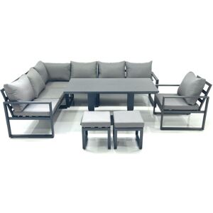 Fimous Aluminum Outdoor Garden Furniture Set Corner Sofa Chair 2 Small Footstool Adjustable Rising Lifting Dining Table Sets Dark Grey Fimous Aluminum Outdoor Garden Furniture Set Corner Sofa Chair 2 Small Footstool Adjustable Rising Lifting Dining Table Sets Dark Grey