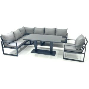 Fimous Aluminum Outdoor Garden Furniture Set Corner Sofa Chair Adjustable Rising Lifting Dining Table Sets Dark Grey Fimous Aluminum Outdoor Garden Furniture Set Corner Sofa Chair Adjustable Rising Lifting Dining Table Sets Dark Grey