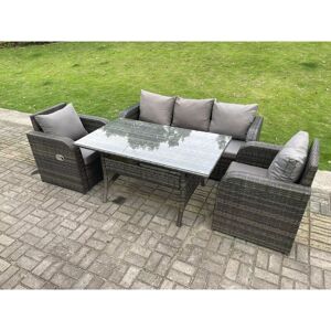 Fimous Rattan Garden Furniture Set 3 Seater Lounge Sofa Reclining Chair Outdoor Rectangular Dining Table - Garden Furniture Set Fimous Rattan Garden Furniture Set 3 Seater Lounge Sofa Reclining Chair Outdoor Rectangular Dining Table - Garden Furniture Set