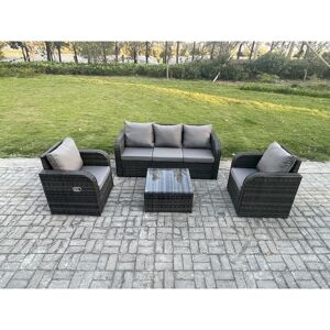 Garden Furniture Sets 5 Seater Wicker Rattan Furniture Patio Sofa Sets with Reclining Chair 3 Seater Sofa Dark Grey Mixed - Fimous Garden Furniture Sets 5 Seater Wicker Rattan Furniture Patio Sofa Sets with Reclining Chair 3 Seater Sofa Dark Grey Mixed - Fimous