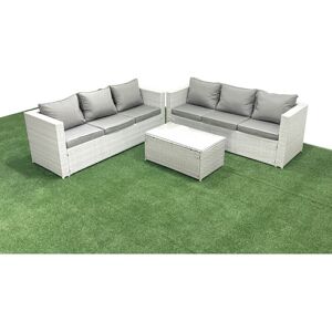 Garden Outdoor pe Rattan Furniture Set 6 Seater Rattan Garden Sofa Set Light Grey Mixed - Fimous Garden Outdoor pe Rattan Furniture Set 6 Seater Rattan Garden Sofa Set Light Grey Mixed - Fimous