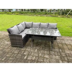 Fimous Dark Grey Rattan Outdoor Corner Sofa Set - 6 Seater Fimous Dark Grey Rattan Outdoor Corner Sofa Set - 6 Seater