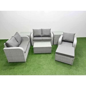 FIMOUS High Back Poly Rattan Garden Furniture Set with Reclining Chair Loveseat Sofa Rectangular Coffee Table Indoor Outdoor Patio Set Big Stool 2 Side FIMOUS High Back Poly Rattan Garden Furniture Set with Reclining Chair Loveseat Sofa Rectangular Coffee Table Indoor Outdoor Patio Set Big Stool 2 Side