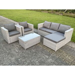 Fimous Light Grey Lounge Outdoor PE Rattan Garden Furniture Set - 6 Seats Fimous Light Grey Lounge Outdoor PE Rattan Garden Furniture Set - 6 Seats