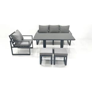 Fimous Outdoor Aluminium Garden Furniture Set with Adjustable Rising Lifting Dining Table 3 Seater Sofa Chair 2 Small Footstools Dark Grey Fimous Outdoor Aluminium Garden Furniture Set with Adjustable Rising Lifting Dining Table 3 Seater Sofa Chair 2 Small Footstools Dark Grey