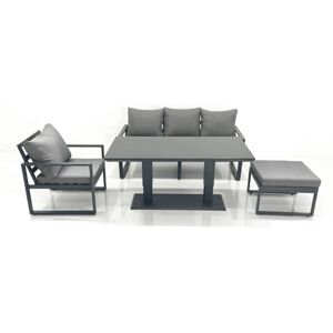 Fimous Outdoor Aluminium Garden Furniture Set with Adjustable Rising Lifting Dining Table 3 Seater Sofa Chair Big Footstool Dark Grey Fimous Outdoor Aluminium Garden Furniture Set with Adjustable Rising Lifting Dining Table 3 Seater Sofa Chair Big Footstool Dark Grey