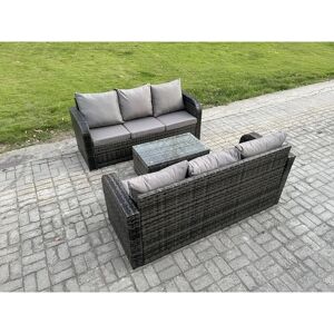 Outdoor Garden Furniture Sets 6 Seater Wicker Rattan Furniture Sofa Sets with Rectangular Coffee Table 3 Seater Sofa - Fimous Outdoor Garden Furniture Sets 6 Seater Wicker Rattan Furniture Sofa Sets with Rectangular Coffee Table 3 Seater Sofa - Fimous