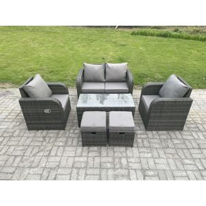 Outdoor Garden Furniture Sets 6 Seater Wicker Rattan Furniture Sofa Sets with Rectangular Coffee Table Reclining Chair - Fimous Outdoor Garden Furniture Sets 6 Seater Wicker Rattan Furniture Sofa Sets with Rectangular Coffee Table Reclining Chair - Fimous