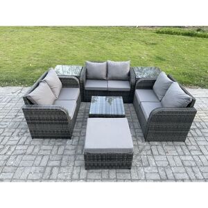 Outdoor Garden Furniture Sets 7 Seater Wicker Rattan Furniture Sofa Sets with Square Coffee Table Love seat Sofa Big Footstool 2 Side Tables - Fimous Outdoor Garden Furniture Sets 7 Seater Wicker Rattan Furniture Sofa Sets with Square Coffee Table Love seat Sofa Big Footstool 2 Side Tables - Fimous