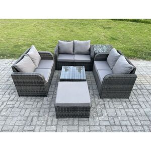 Outdoor Garden Furniture Sets 7 Seater Wicker Rattan Furniture Sofa Sets with Square Coffee Table Love seat Sofa Big Footstool Side Table - Fimous Outdoor Garden Furniture Sets 7 Seater Wicker Rattan Furniture Sofa Sets with Square Coffee Table Love seat Sofa Big Footstool Side Table - Fimous