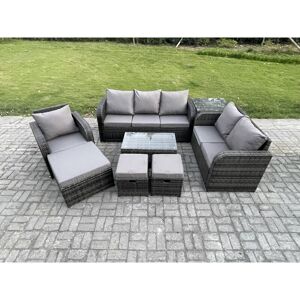Outdoor Garden Furniture Sets 8 Pieces Wicker Rattan Furniture Sofa Sets with Rectangular Coffee Table Loveseat Sofa 3 Footstools Side Table - Fimous Outdoor Garden Furniture Sets 8 Pieces Wicker Rattan Furniture Sofa Sets with Rectangular Coffee Table Loveseat Sofa 3 Footstools Side Table - Fimous