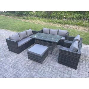 Fimous Outdoor Lounge Sofa Garden Furniture Set Patio Rattan Dining Table 2 Armchair Big Footstool 9 Seater - outdoor lounge sofa Fimous Outdoor Lounge Sofa Garden Furniture Set Patio Rattan Dining Table 2 Armchair Big Footstool 9 Seater - outdoor lounge sofa