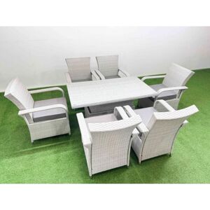 Outdoor Rattan Garden Furniture Set Patio 6 Chairs Plus Height adjustable dining table Sets Light Grey Mixed - Fimous Outdoor Rattan Garden Furniture Set Patio 6 Chairs Plus Height adjustable dining table Sets Light Grey Mixed - Fimous