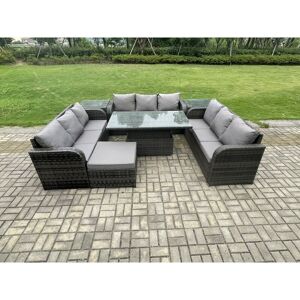 Fimous Garden Dining Set - Height Adjustable Outdoor Rattan Furniture - Seats 10 Fimous Garden Dining Set - Height Adjustable Outdoor Rattan Furniture - Seats 10