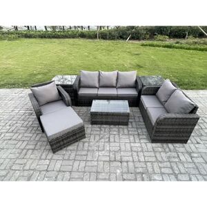 Fimous Patio Garden Furniture Sets Wicker 7 Seater Outdoor Rattan Furniture Sofa Sets with Rectangular Coffee Table Reclining Chair 3 Seater Sofa 2 Fimous Patio Garden Furniture Sets Wicker 7 Seater Outdoor Rattan Furniture Sofa Sets with Rectangular Coffee Table Reclining Chair 3 Seater Sofa 2
