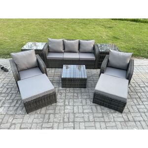Patio Garden Furniture Sets Wicker 7 Seater Outdoor Rattan Furniture Sofa Sets with Square Coffee Table 2 Side Tables 2 Big Footstool - Fimous Patio Garden Furniture Sets Wicker 7 Seater Outdoor Rattan Furniture Sofa Sets with Square Coffee Table 2 Side Tables 2 Big Footstool - Fimous