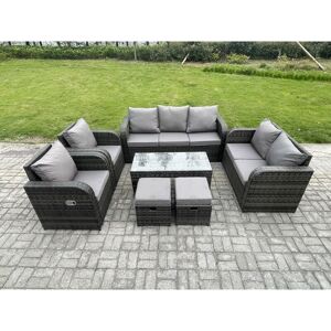 FIMOUS Patio Garden Furniture Sets Wicker 9 Seater Outdoor Rattan Furniture Sofa Sets with Rectangular Coffee Table Reclining Chair Love seat Sofa 2 Small FIMOUS Patio Garden Furniture Sets Wicker 9 Seater Outdoor Rattan Furniture Sofa Sets with Rectangular Coffee Table Reclining Chair Love seat Sofa 2 Small