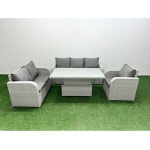 FIMOUS Patio pe Wicker 6 Seater Outdoor Rattan Furniture Sofa Sets with Adjustable Lifting Dining or Coffee Table Reclining Chair Loveseat Sofa 3 Seater FIMOUS Patio pe Wicker 6 Seater Outdoor Rattan Furniture Sofa Sets with Adjustable Lifting Dining or Coffee Table Reclining Chair Loveseat Sofa 3 Seater