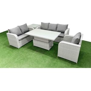FIMOUS Patio pe Wicker 6 Seater Outdoor Rattan Furniture Sofa Sets with Adjustable Lifting Dining or Coffee Table Reclining Chair Loveseat Sofa 3 Seater FIMOUS Patio pe Wicker 6 Seater Outdoor Rattan Furniture Sofa Sets with Adjustable Lifting Dining or Coffee Table Reclining Chair Loveseat Sofa 3 Seater