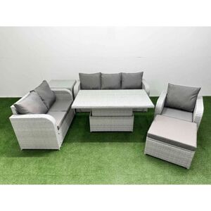 FIMOUS Patio pe Wicker 7 Seater Outdoor Rattan Furniture Sofa Sets with Adjustable Lifting Dining or Coffee Table Reclining Chair Loveseat Sofa 3 Seater FIMOUS Patio pe Wicker 7 Seater Outdoor Rattan Furniture Sofa Sets with Adjustable Lifting Dining or Coffee Table Reclining Chair Loveseat Sofa 3 Seater