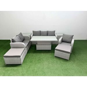 FIMOUS Patio pe Wicker 8 Seater Outdoor Rattan Furniture Sofa Sets with Adjustable Lifting Dining or Coffee Table Reclining Chair Loveseat Sofa 3 Seater FIMOUS Patio pe Wicker 8 Seater Outdoor Rattan Furniture Sofa Sets with Adjustable Lifting Dining or Coffee Table Reclining Chair Loveseat Sofa 3 Seater