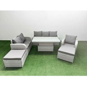 FIMOUS Patio pe Wicker 8 Seater Outdoor Rattan Furniture Sofa Sets with Adjustable Lifting Dining or Coffee Table Reclining Chair Loveseat Sofa 3 Seater FIMOUS Patio pe Wicker 8 Seater Outdoor Rattan Furniture Sofa Sets with Adjustable Lifting Dining or Coffee Table Reclining Chair Loveseat Sofa 3 Seater