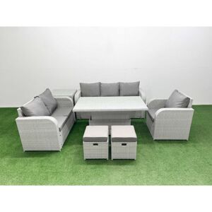 FIMOUS Patio pe Wicker 8 Seater Outdoor Rattan Furniture Sofa Sets with Adjustable Lifting Dining or Coffee Table Reclining Chair Loveseat Sofa 3 Seater FIMOUS Patio pe Wicker 8 Seater Outdoor Rattan Furniture Sofa Sets with Adjustable Lifting Dining or Coffee Table Reclining Chair Loveseat Sofa 3 Seater
