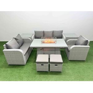 FIMOUS Patio pe Wicker 8 Seater Outdoor Rattan Furniture Sofa Sets with Firepit Dining Table Reclining Chair Loveseat Sofa 3 Seater Sofa Stool 2 Side Table FIMOUS Patio pe Wicker 8 Seater Outdoor Rattan Furniture Sofa Sets with Firepit Dining Table Reclining Chair Loveseat Sofa 3 Seater Sofa Stool 2 Side Table