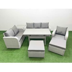 FIMOUS Patio pe Wicker 8 Seater Outdoor Rattan Furniture Sofa Sets with Rectangular Dining Table Reclining Chair Loveseat Sofa 3 Seater Sofa 2 Big FIMOUS Patio pe Wicker 8 Seater Outdoor Rattan Furniture Sofa Sets with Rectangular Dining Table Reclining Chair Loveseat Sofa 3 Seater Sofa 2 Big