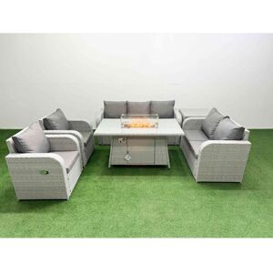 Pe Rattan Garden Furniture Set Reclining Chair Sofa Double Love Seat 2 Seater Sofa Lounge Set Firepit Dining Table Side Table Light Grey - Fimous Pe Rattan Garden Furniture Set Reclining Chair Sofa Double Love Seat 2 Seater Sofa Lounge Set Firepit Dining Table Side Table Light Grey - Fimous
