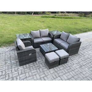 Pe Rattan Garden Furniture Sets Outdoor Love Sofa Chair Set Square Coffee Table 2 Side Tables 2 Small Footstools - Fimous Pe Rattan Garden Furniture Sets Outdoor Love Sofa Chair Set Square Coffee Table 2 Side Tables 2 Small Footstools - Fimous