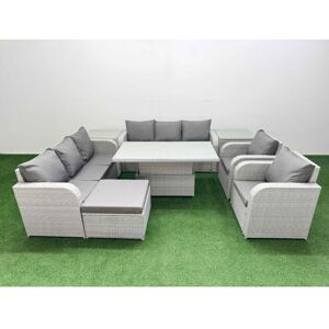 FIMOUS Pe Rattan High Back Lounge Sofa Set Patio Adjustable Lifting Dining or Coffee Table & Chairs Set with 3 Seater Sofa Reclining Chair Big Footstool 2 FIMOUS Pe Rattan High Back Lounge Sofa Set Patio Adjustable Lifting Dining or Coffee Table & Chairs Set with 3 Seater Sofa Reclining Chair Big Footstool 2