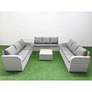 Pe Rattan Lounge Sofa Set 9 Seater Outdoor Garden Furniture Set with Square Coffee Table 3 Seater Sofa Side Table Light Grey - Fimous Pe Rattan Lounge Sofa Set 9 Seater Outdoor Garden Furniture Set with Square Coffee Table 3 Seater Sofa Side Table Light Grey - Fimous