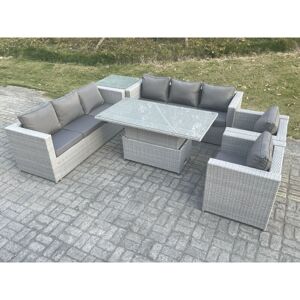 Rattan Garden Funiture Set Height Adjustable Rising Lifting Table Sofa Dining Set Lounge Sofa 2 Arm Chair Side Table - Fimous Rattan Garden Funiture Set Height Adjustable Rising Lifting Table Sofa Dining Set Lounge Sofa 2 Arm Chair Side Table - Fimous