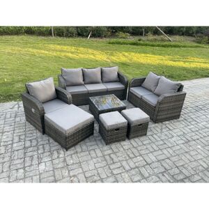 Rattan Garden Furniture 7 Piece Patio Set With Table Sofa Square Coffee Table Reclining Chair Love seat sofa Side 3 Seater Sofa 3 Footstools - Fimous Rattan Garden Furniture 7 Piece Patio Set With Table Sofa Square Coffee Table Reclining Chair Love seat sofa Side 3 Seater Sofa 3 Footstools - Fimous