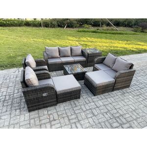Fimous - Rattan Garden Furniture 8 Piece Patio Set Table Sofa Chairs With 2 Big Footstool Side Table Fimous - Rattan Garden Furniture 8 Piece Patio Set Table Sofa Chairs With 2 Big Footstool Side Table