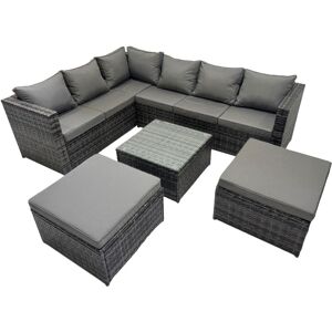 Rattan Garden Furniture Patio Furniture Sets with Corner Sofa Square Coffee Table 2 Big Footstools Dark Grey Mixed - Fimous Rattan Garden Furniture Patio Furniture Sets with Corner Sofa Square Coffee Table 2 Big Footstools Dark Grey Mixed - Fimous