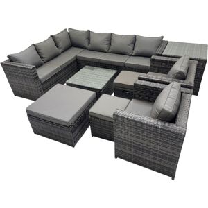 Fimous Rattan Garden Furniture Patio Furniture Sets with Corner Sofa Square Coffee Table 3 Footstools Side Table Dark Grey Mixed Fimous Rattan Garden Furniture Patio Furniture Sets with Corner Sofa Square Coffee Table 3 Footstools Side Table Dark Grey Mixed