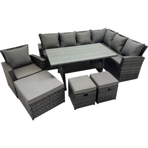 Rattan Garden Furniture Set Outdoor 10 Seater Patio Dining Corner Sofa Sets with Dining Table Chair Dark Grey Mixed - Fimous Rattan Garden Furniture Set Outdoor 10 Seater Patio Dining Corner Sofa Sets with Dining Table Chair Dark Grey Mixed - Fimous