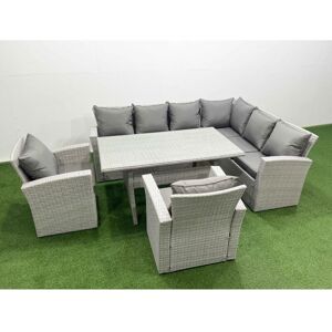 Rattan Garden Furniture Set Outdoor 8 Seater Patio Dining Corner Sofa Sets with Dining Table Chair Light Grey Mixed - Fimous Rattan Garden Furniture Set Outdoor 8 Seater Patio Dining Corner Sofa Sets with Dining Table Chair Light Grey Mixed - Fimous