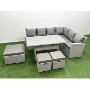 Rattan Garden Furniture Set Outdoor 9 Seater Patio Dining Corner Sofa Sets with Dining Table 3 Footstools Light Grey Mixed - Fimous Rattan Garden Furniture Set Outdoor 9 Seater Patio Dining Corner Sofa Sets with Dining Table 3 Footstools Light Grey Mixed - Fimous