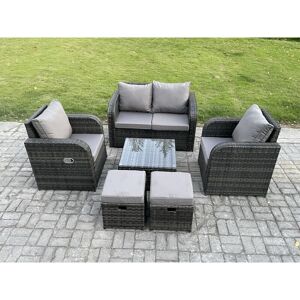 Rattan Garden Furniture Set Patio Conservatory Indoor Outdoor 6 Piece Set with Love Sofa Square Coffee Table 2 Small Footstools - Fimous Rattan Garden Furniture Set Patio Conservatory Indoor Outdoor 6 Piece Set with Love Sofa Square Coffee Table 2 Small Footstools - Fimous